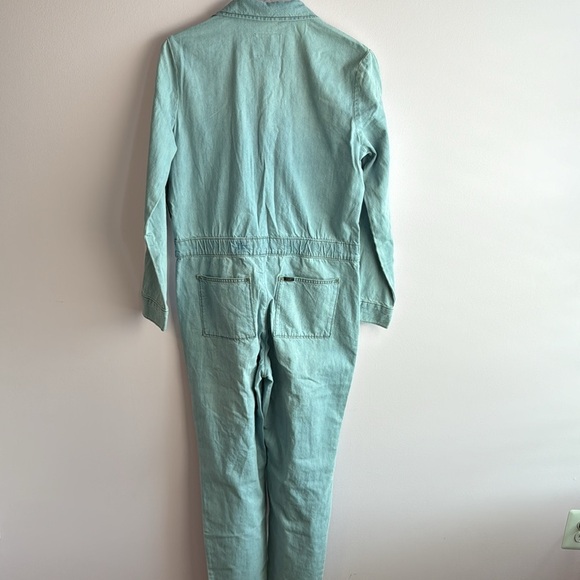 Lee Union-Alls Denim Coveralls Blue Light Wash Long Sleeve Zip Up size M - Picture 7 of 8